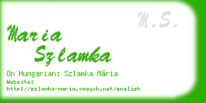maria szlamka business card